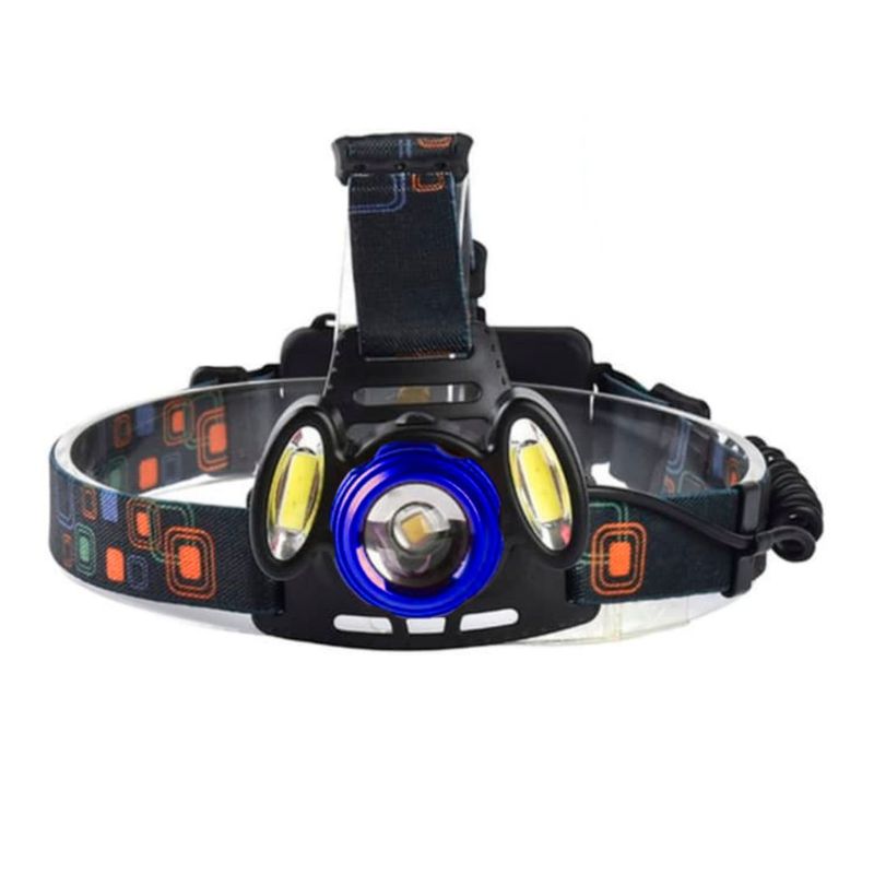 GENERICO - Linterna Frontal / De Cabeza 3 Led Alta Potencia Con Zoom Azul Marino