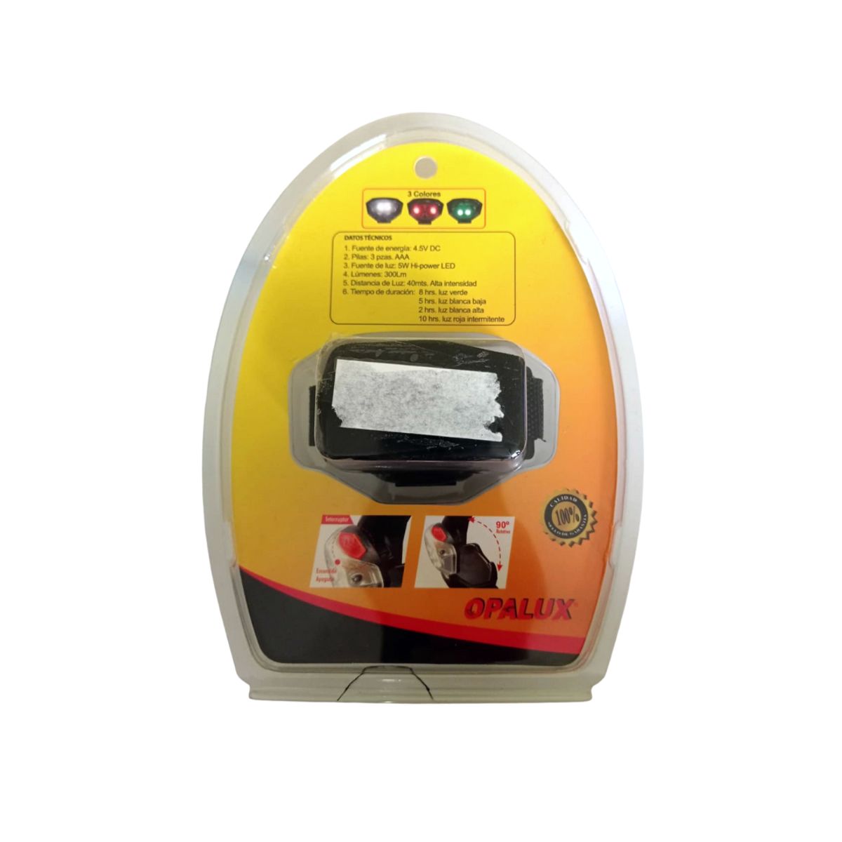 OPALUX - Linterna Frontal Ultra Brillante 300Lm 5w 40m A Pilas Opalux