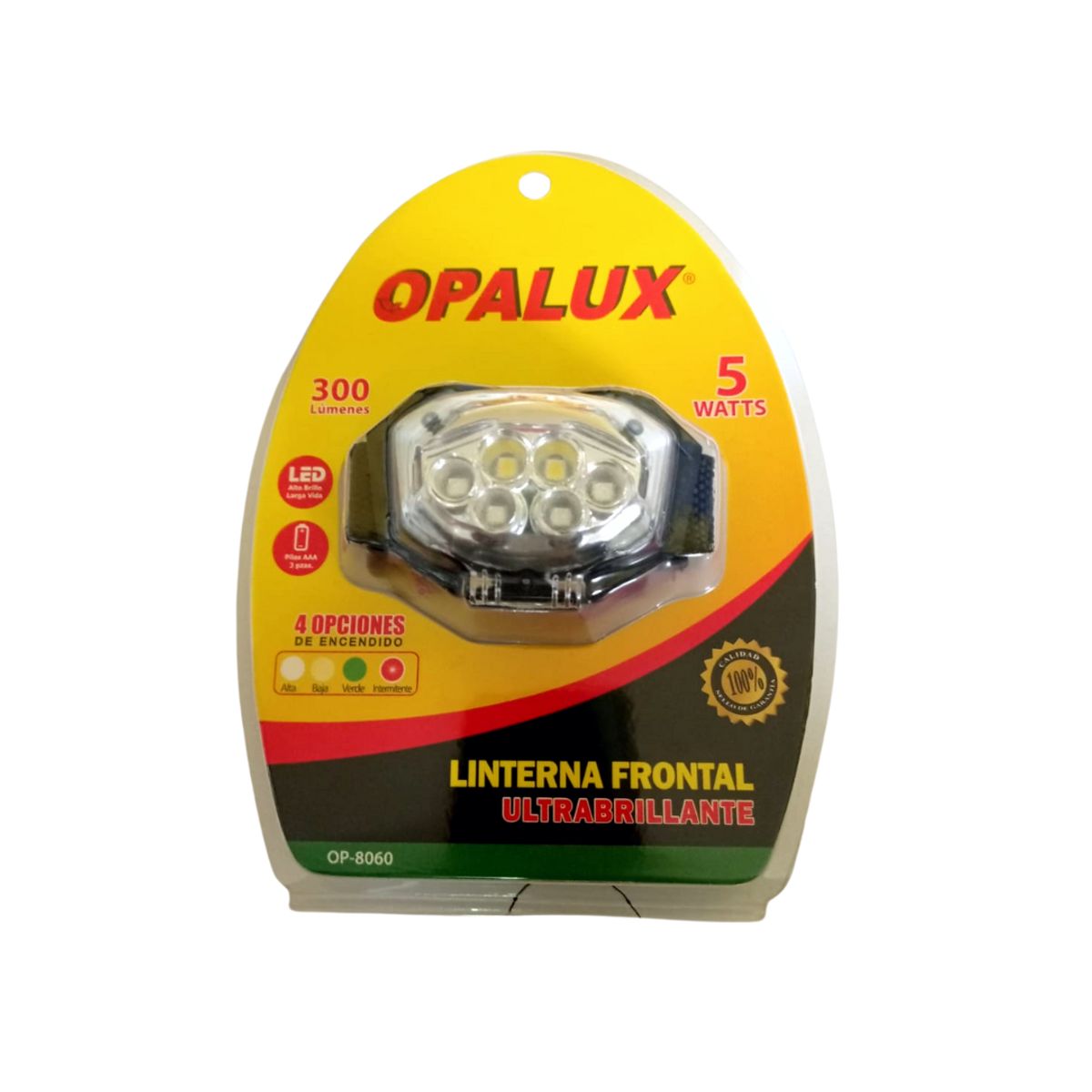 OPALUX - Linterna Frontal Ultra Brillante 300Lm 5w 40m A Pilas Opalux