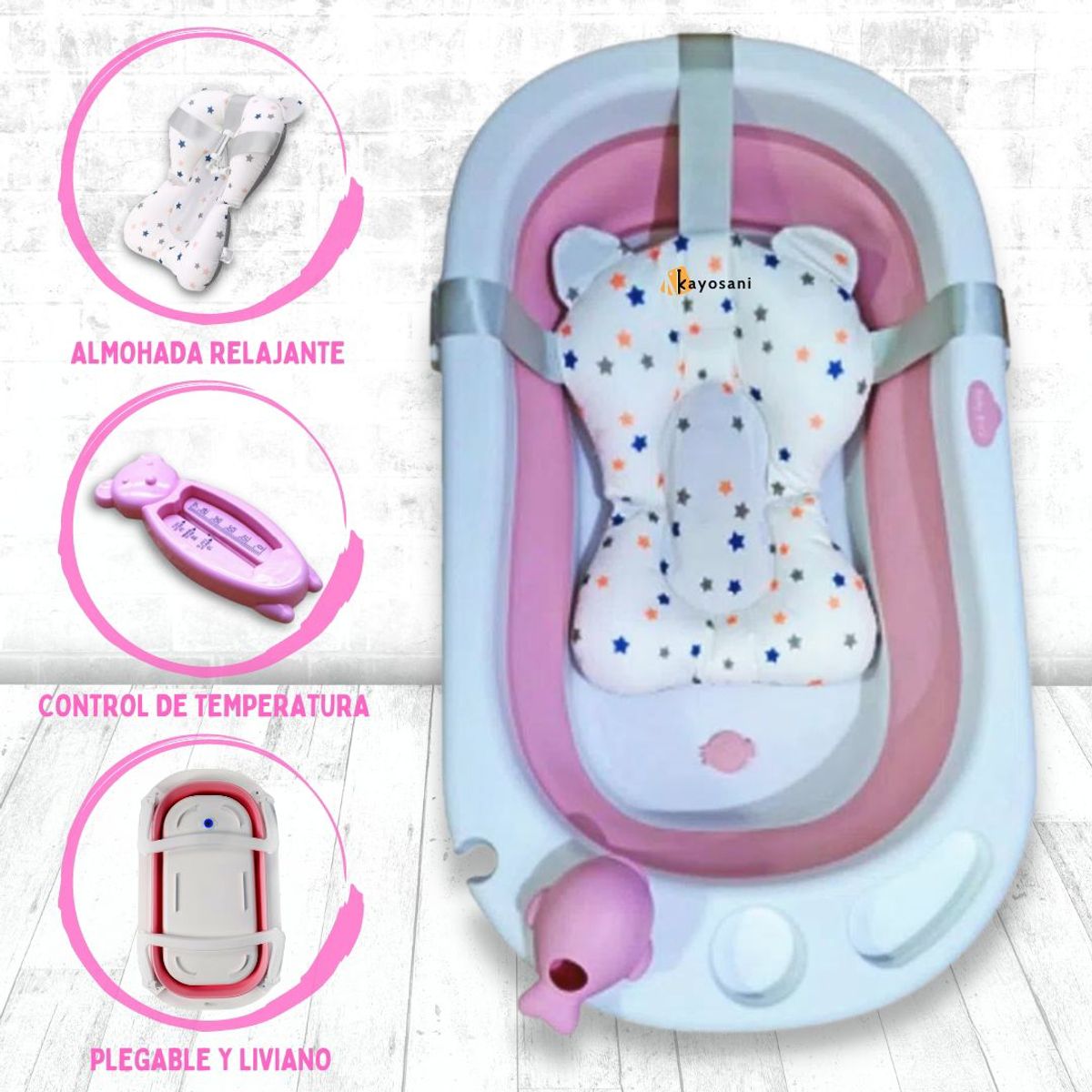 BABY KITS - Bañera Plegable BABY KITS «JELLY» Pink
