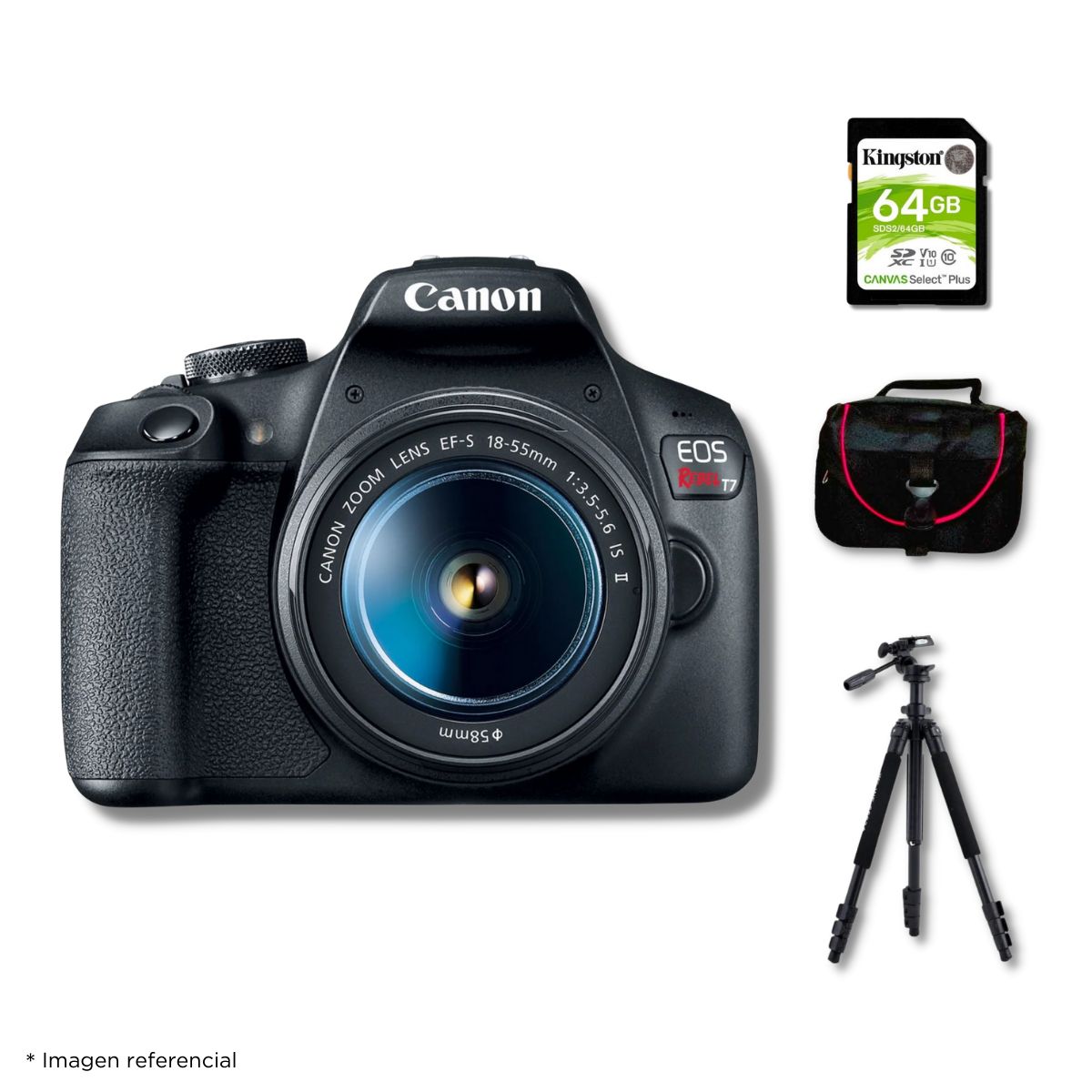 CANON - Cámara Canon EOS T7 EF-S 18-55mm f35-56 IS II - Kit Deluxe