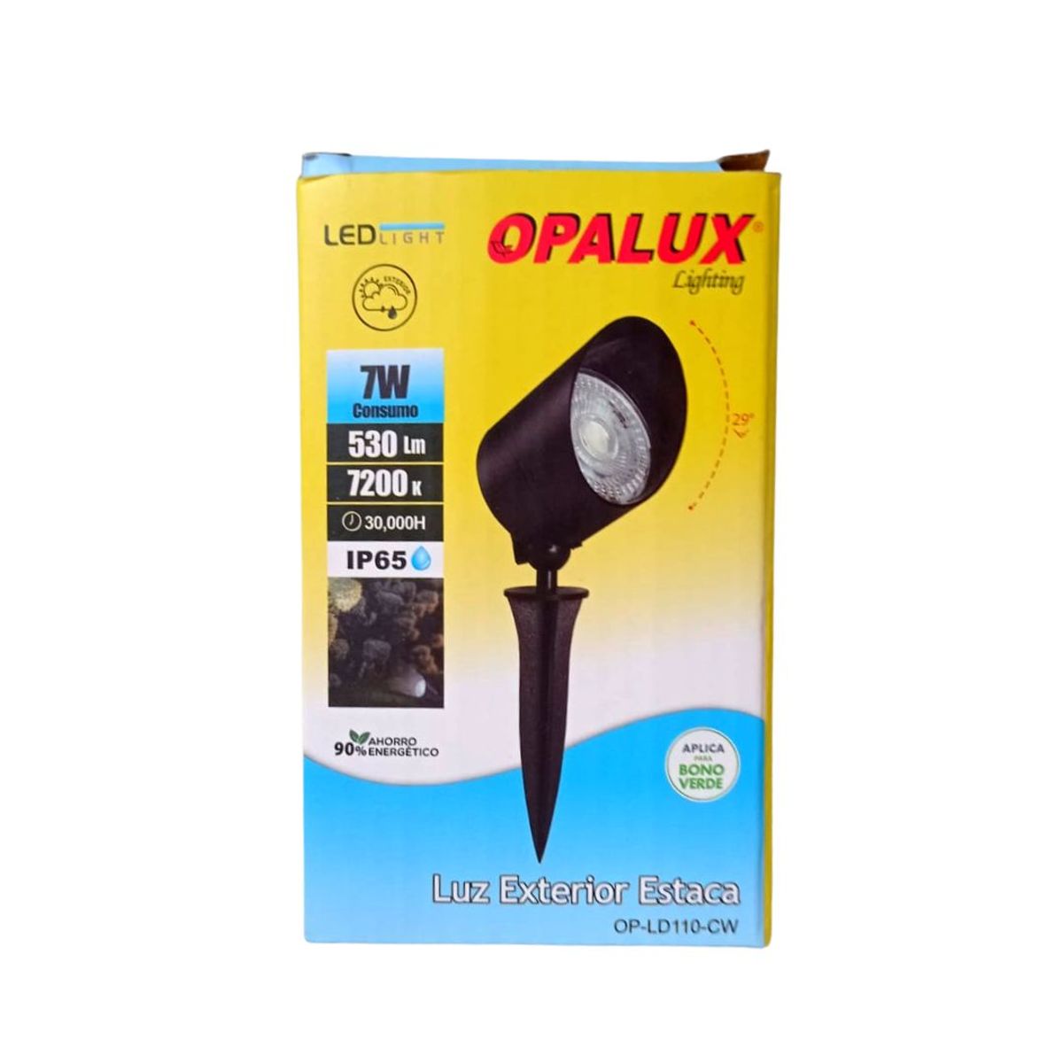 OPALUX - Foco Ahorrador Exterior Estaca Luz Blanca Led 7w Ip65 Opalux