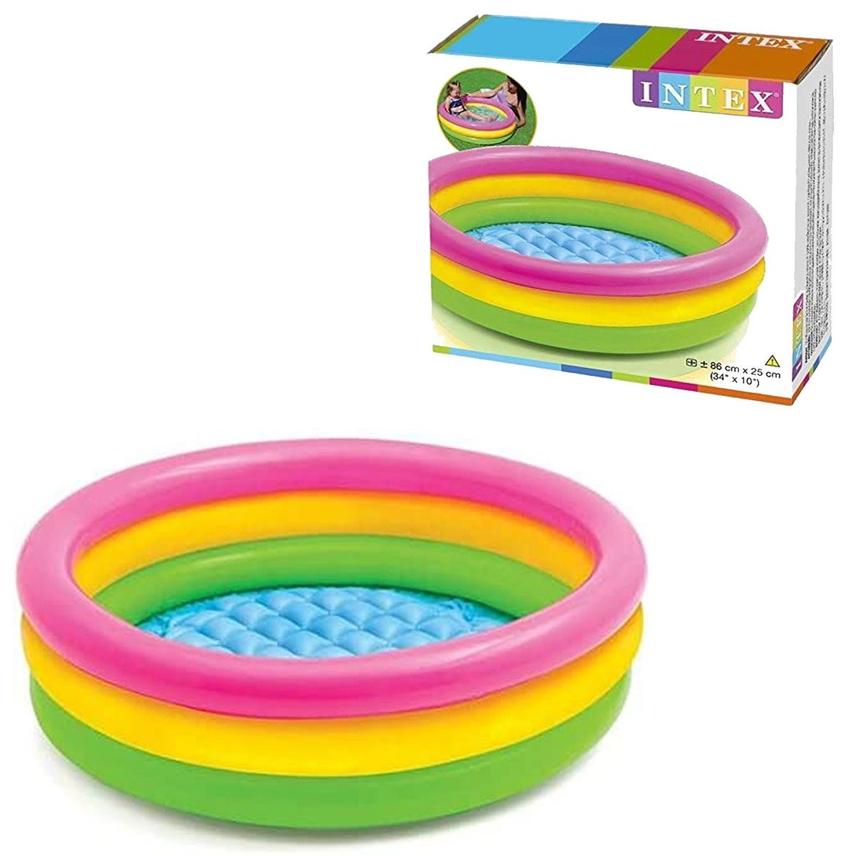 INTEX - Piscina Circular inflable Bebe Arco Iris de 3 Aros