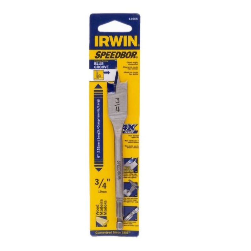 IRWIN - Brocas Planas Madera Speedbor Bluegroove, Standard (6") Drill Bit3/4"