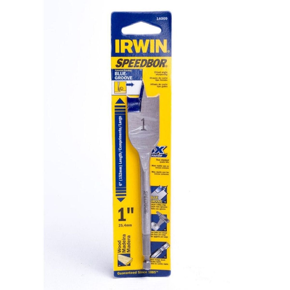 IRWIN - Broca Paleta 1/4" Hex 1" x 6" para Madera - Pack de 5 unid