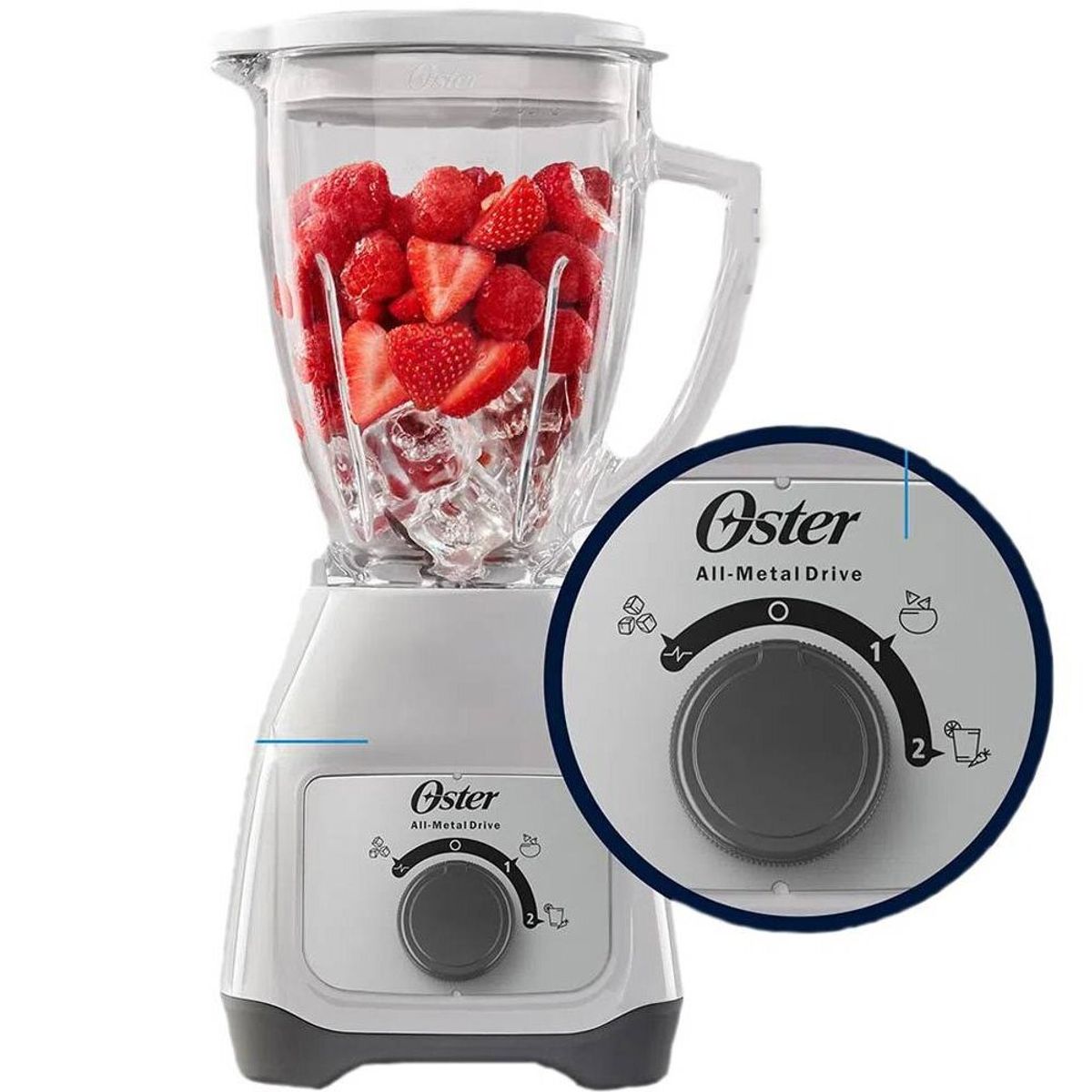 OSTER - Licuadora 2 Velocidades Tritura Hielo Blanco