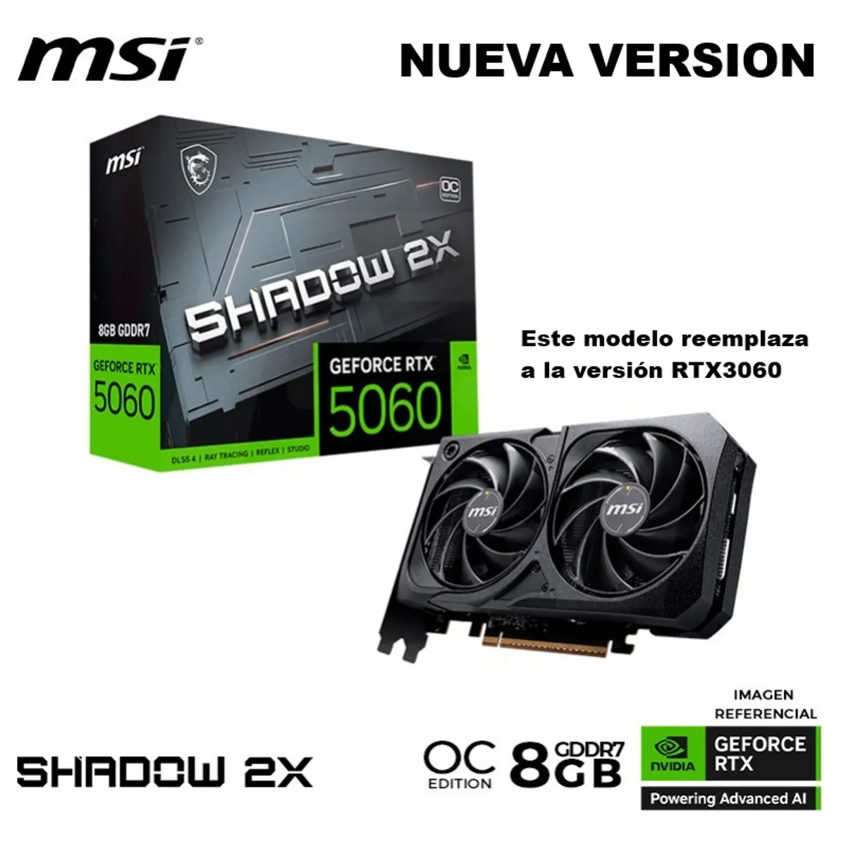 MSI - Tarjeta Grafica NVIDIA RTX3060 MSI VENTUS 2X 12GB OC