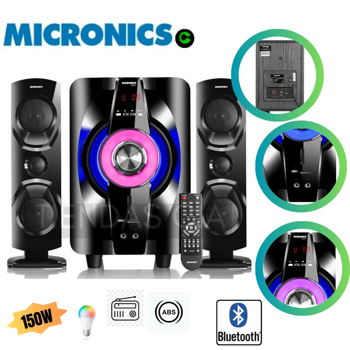 MICRONICS - Parlante Micronics 2.1 Shelby MIC S7011BT - Negro