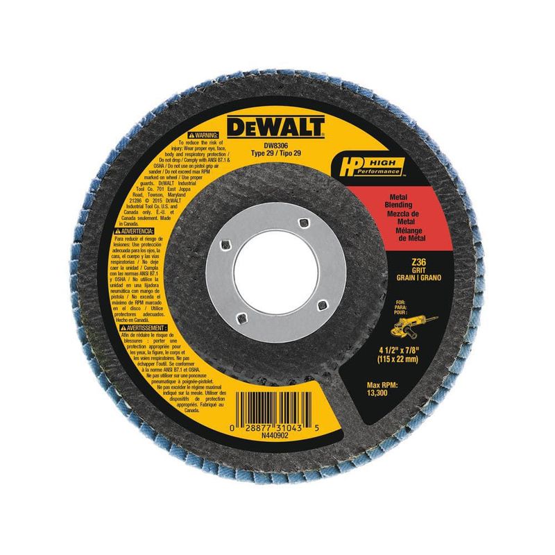 DEWALT - Disco Flap 4-1/2" x 7/8" Grano 36 - Pack 10 unid