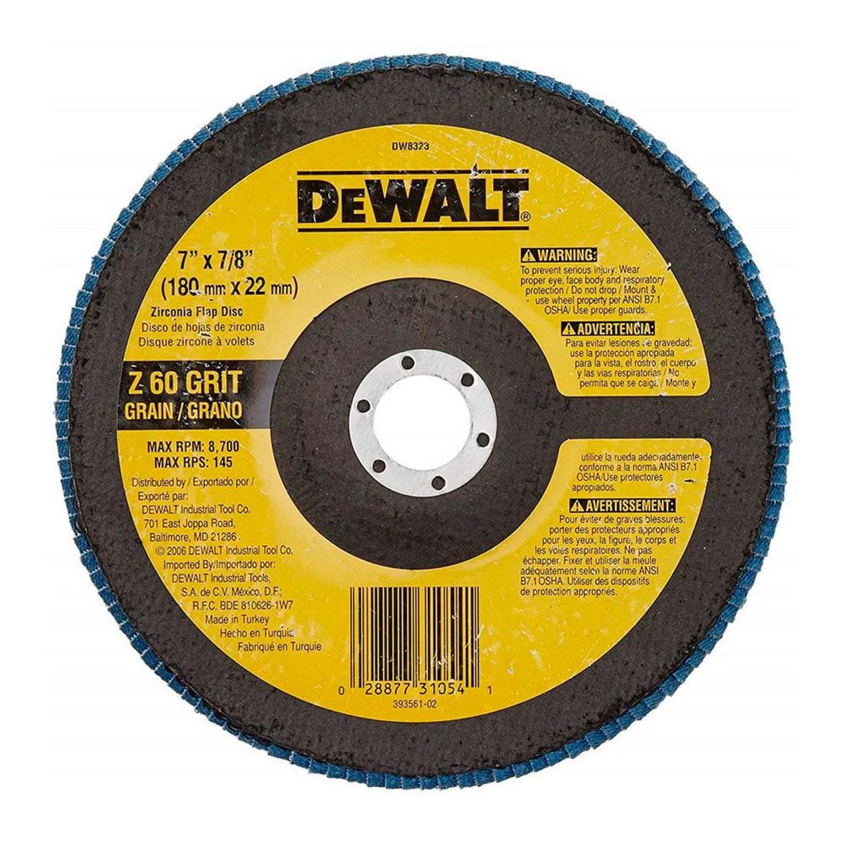 DEWALT - Disco Flap 7" x 7/8" Grano 60 x 5 unid