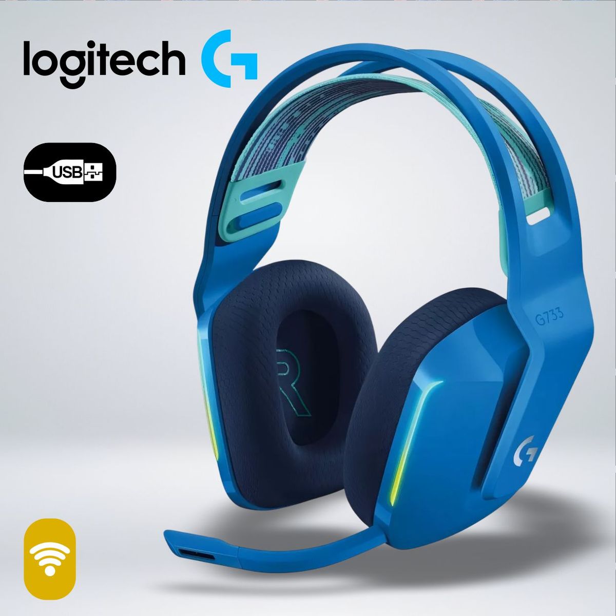 LOGITECH - AUDIFONO GAMER G733 RGB LGHTSPEED WIRELESS SONIDO 7.1 BLUEVOICE
