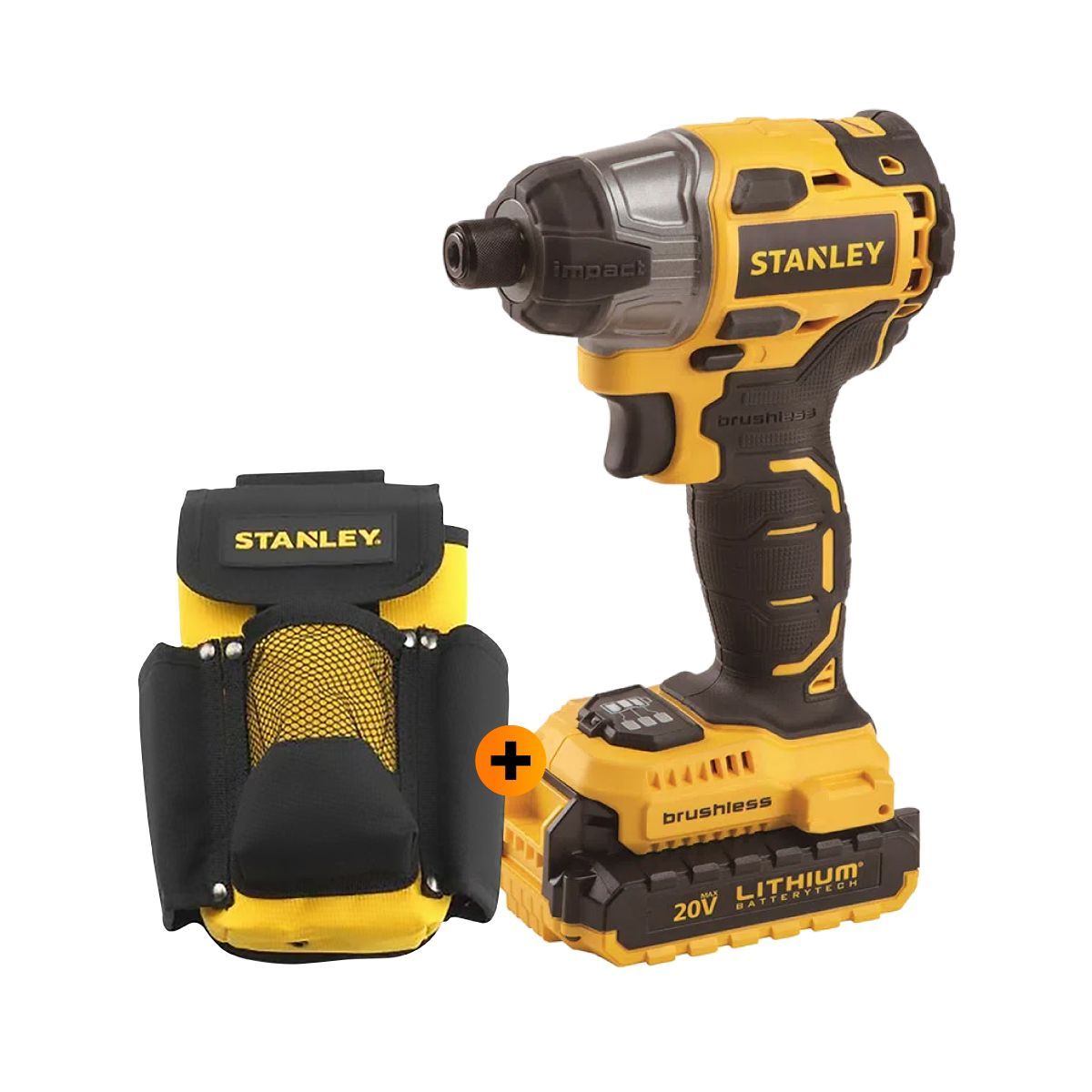 STANLEY - Atornillador de Impacto 1/4" Inalámbrico Brushless 20V (Inc. 2 Bat. de 1.5 Ah)