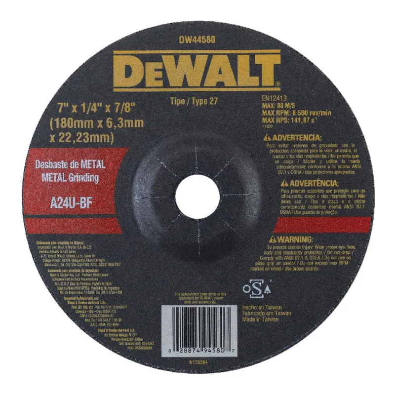 DEWALT - Disco Abrasivo Desbaste 7" x 1/4" (6 mm) - Pack x 25 unid