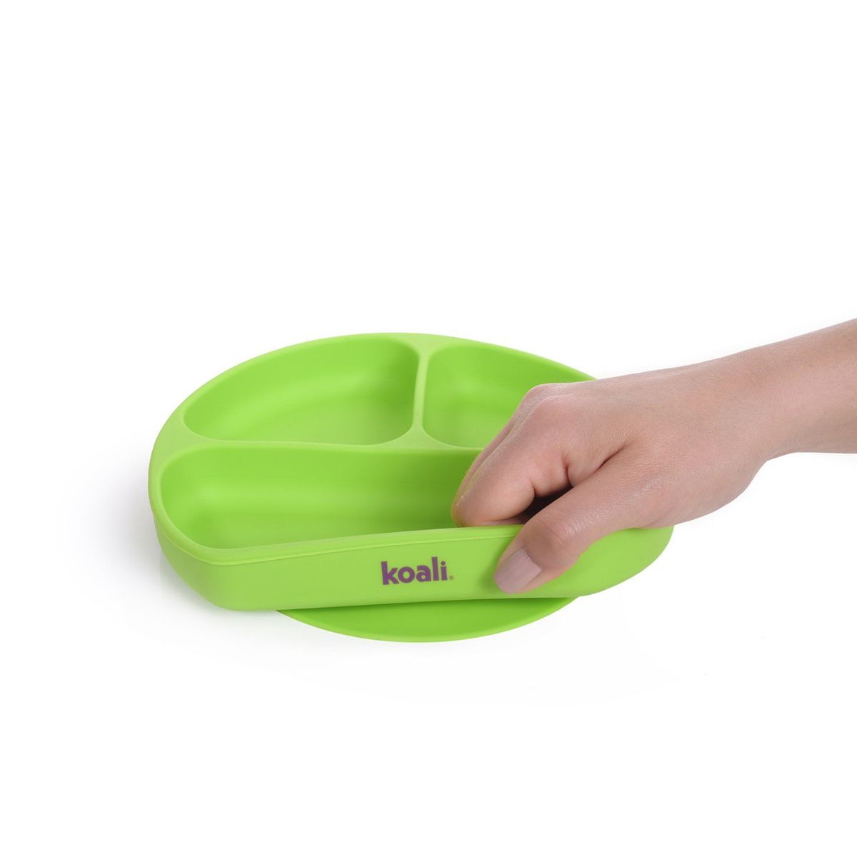 KOALI - Plato para bebe de Silicona Divisiones Antideslizante Verde