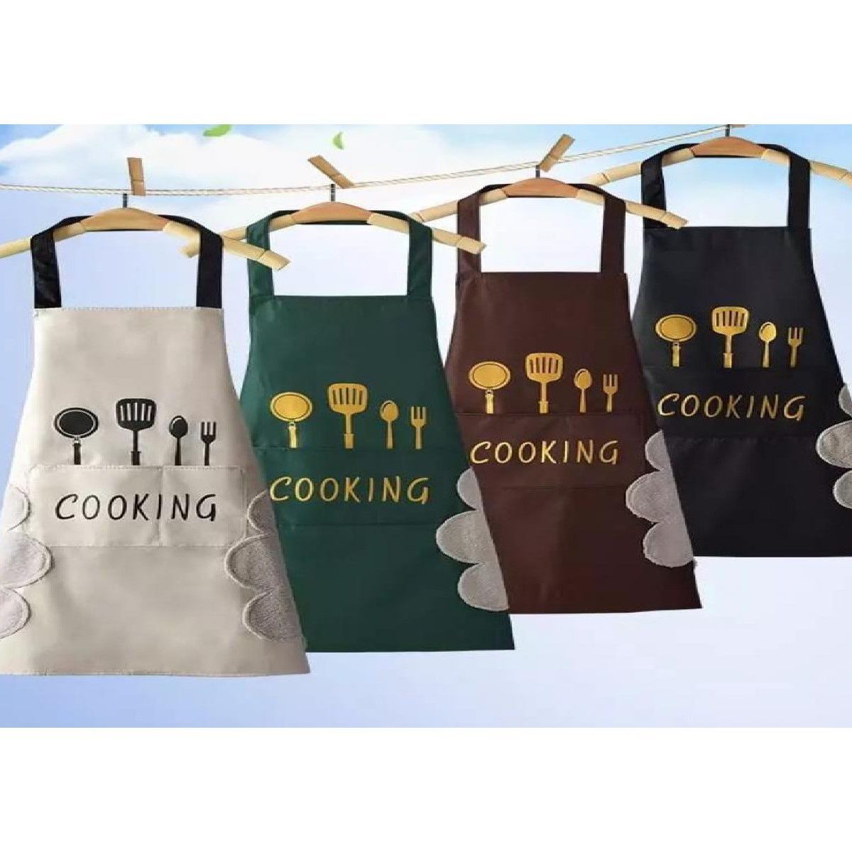 GENERICO - Mandil Delantal de cocina impermeable con secador Modelo Aleatorio