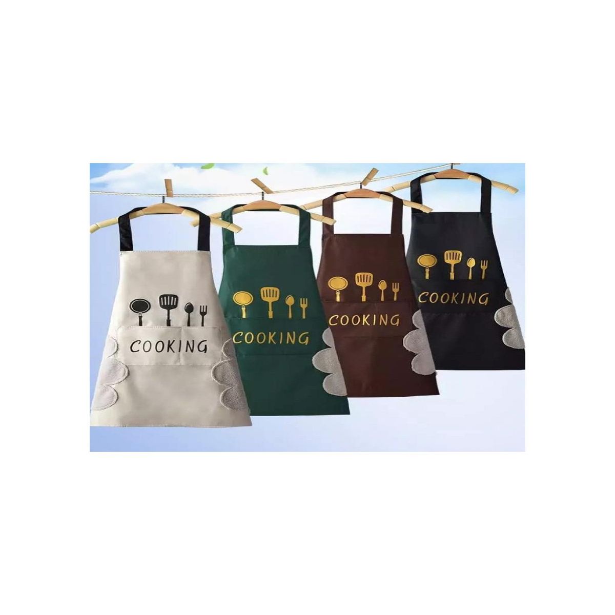 GENERICO - Mandil Delantal de cocina impermeable con secador Modelo Aleatorio
