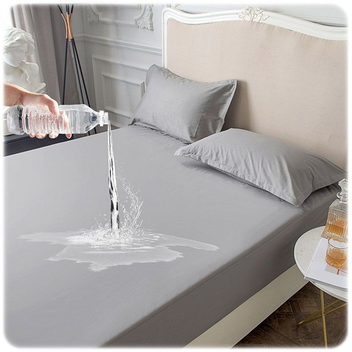 GENERICO - Protector de colchon 1.5 plazas Impermeable Antifluidos - Plomo