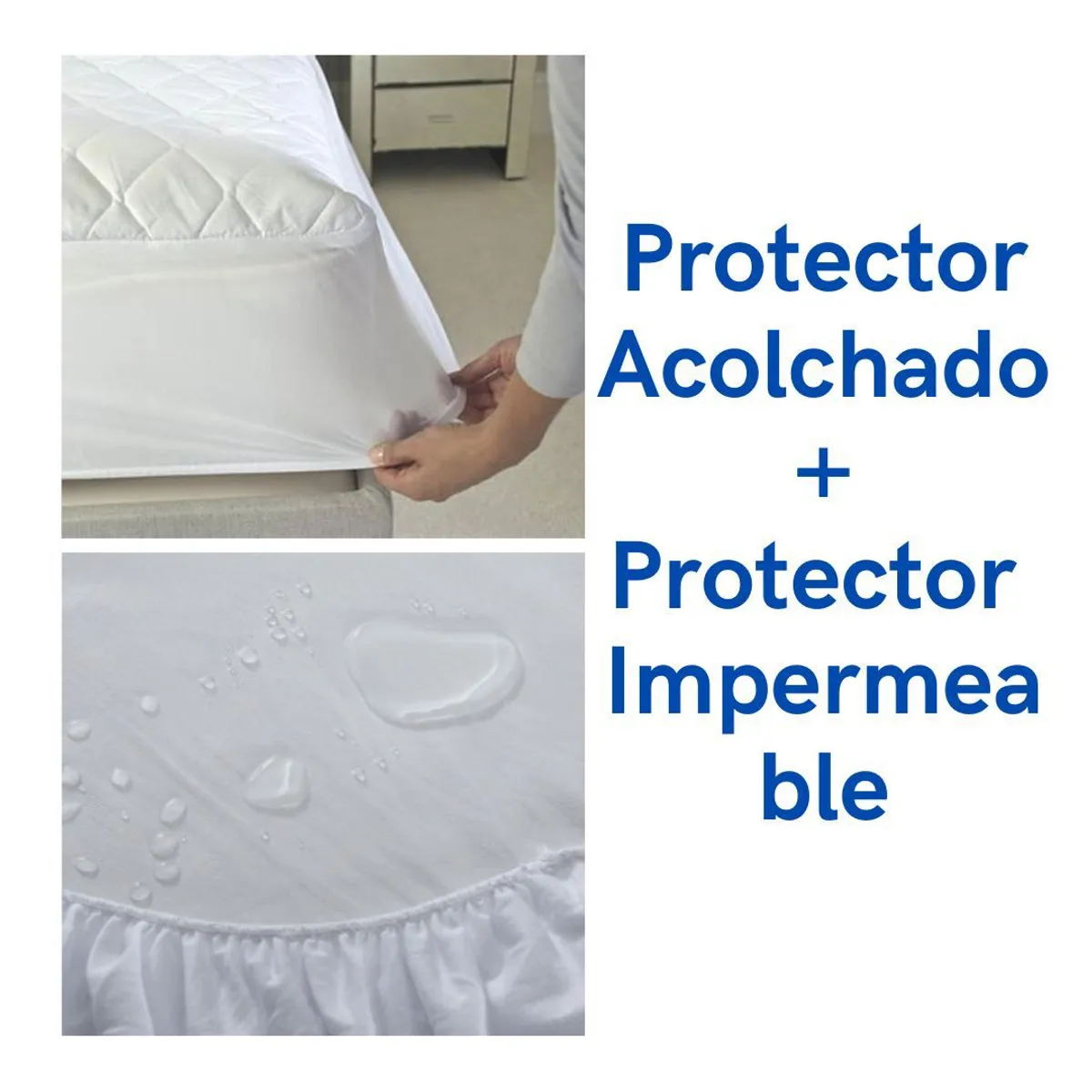GENERICO - Protector de Colchón Acolchado + Protector Impermeable para 2  plazas