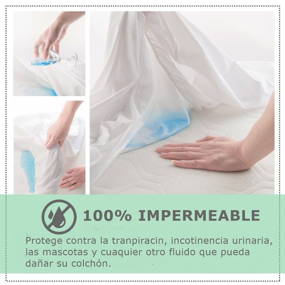 GENERICO - Protector de Colchón Acolchado + Protector Impermeable para 2  plazas
