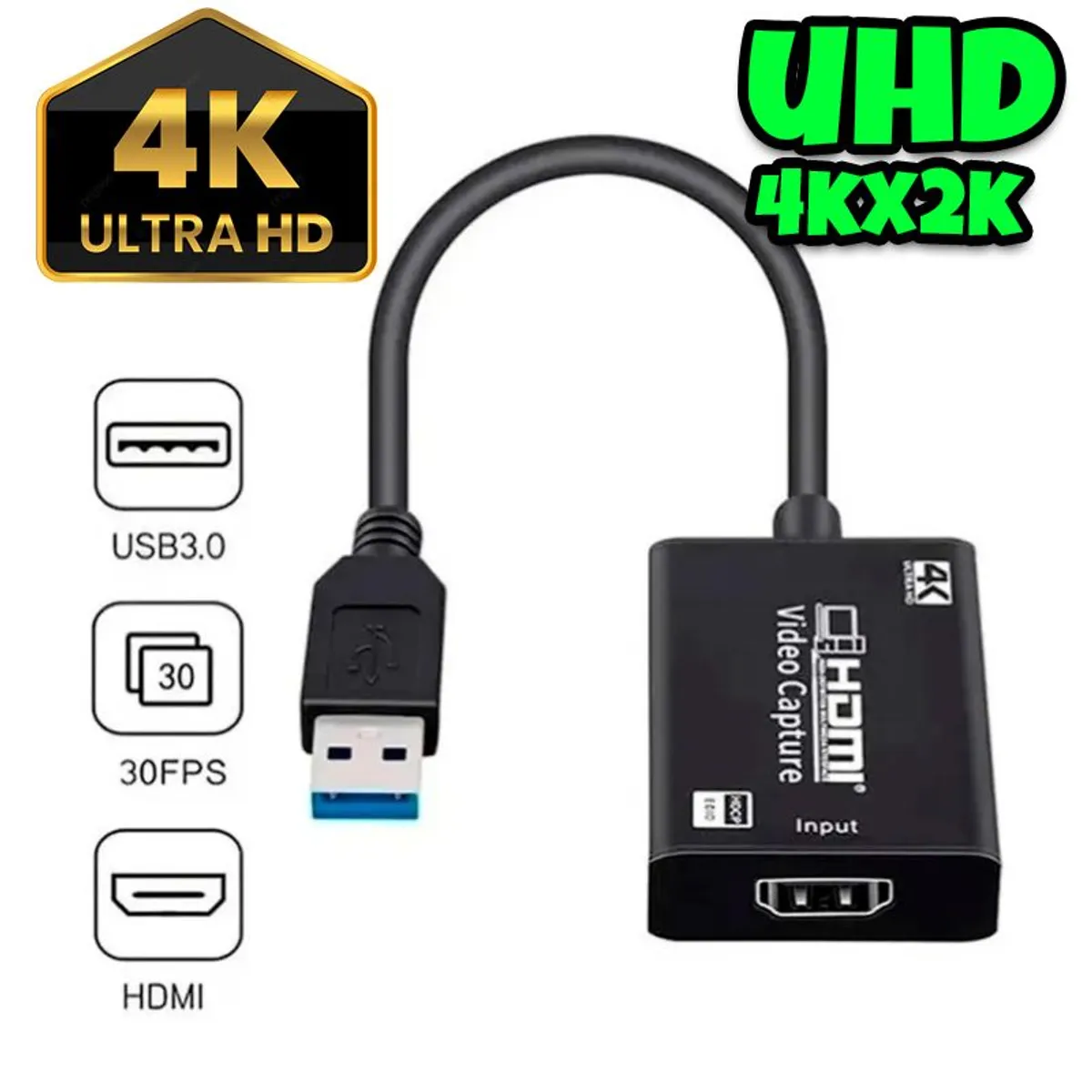 OEM - Capturador De Video con Cable Usb 3.0 Hdmi 1080p Uhd 4kx2k Ps4 Dvd