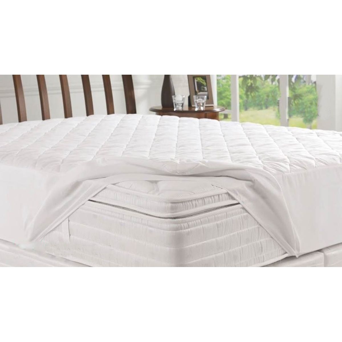 GENERICO - Protector de colchón Acolchado tamaño Queen - Blanco