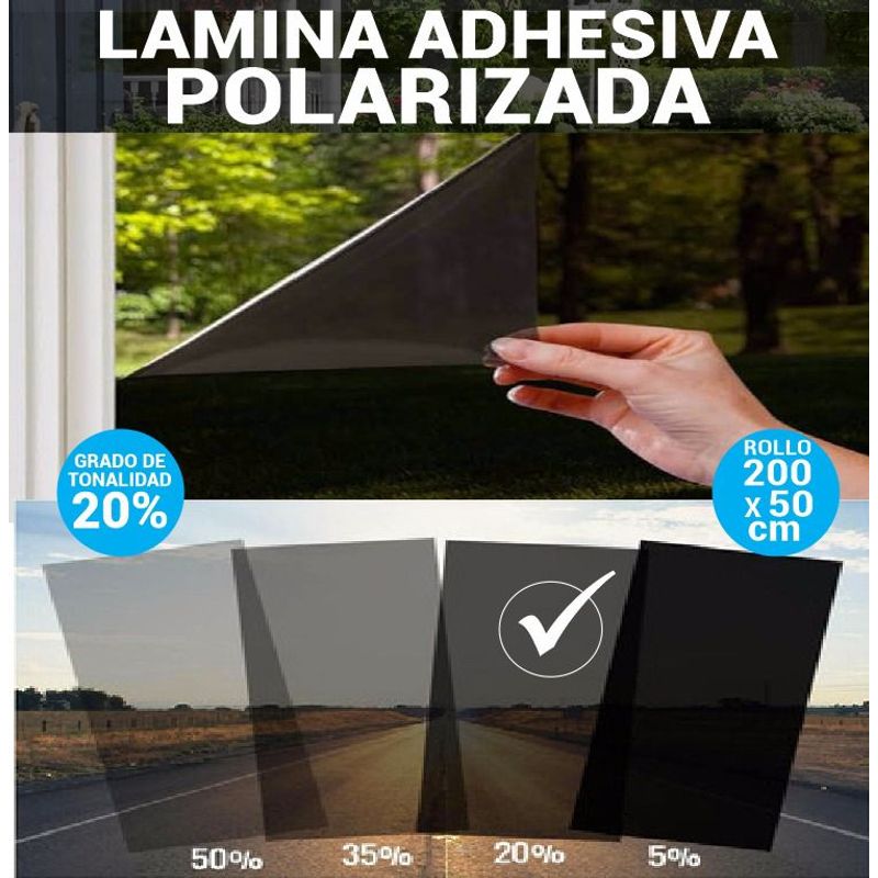 GENERICO - LAMINA POLARIZADO ADHESIVO PARA VENTANAS - 50x200cm