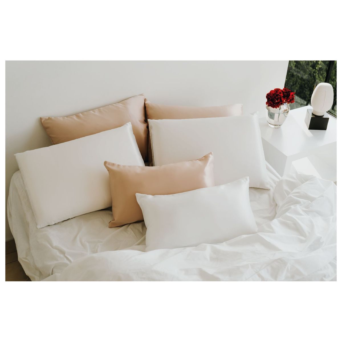 NIENNA HOME - ESTÁNDAR Funda De Seda Para Almohada Color Perla Unidad