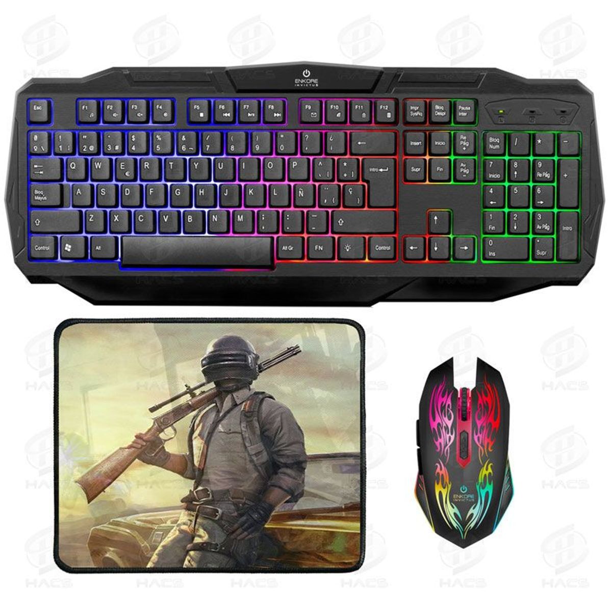 ENKORE - Kit Gamer Invictus Teclado  Mouse  Pad
