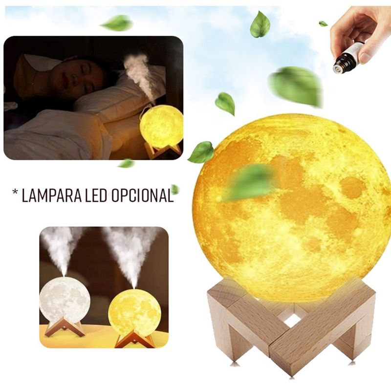 GENERICO - Humidificador lampara luna 3d led difusor 880ml purificador hm05 aroma