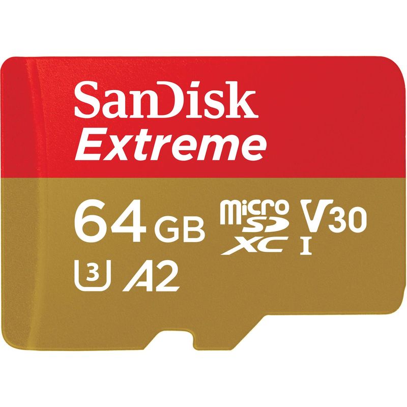 SANDISK - SanDisk 64GB Extreme UHS-I MicroSDXC A2 UHS-I V30 U3 - SDSQXA2