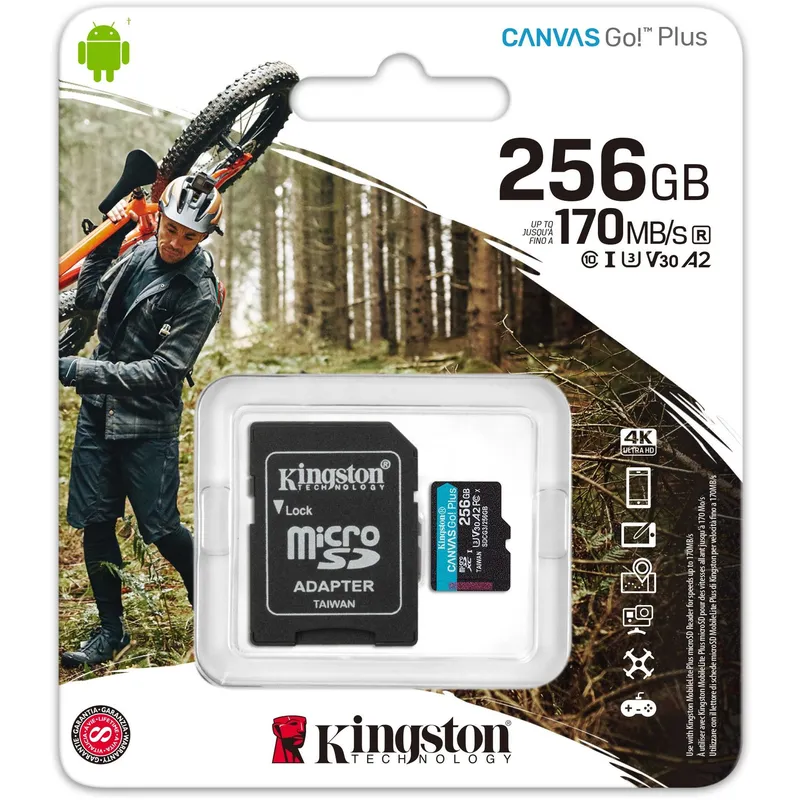 KINGSTON - Kingston 256GB Canvas Go! Plus UHS I MicroSDXC 170 MB/s - SDCG3/256GB