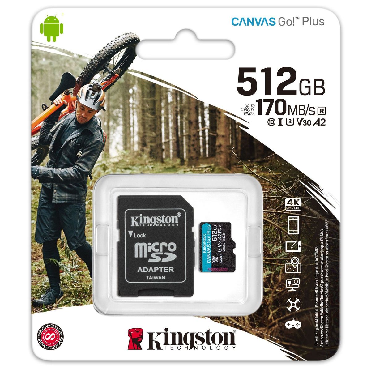 KINGSTON - Kingston 512GB Canvas Go! Plus UHS I MicroSDXC SD 170 MB/s SDCG3/512GB
