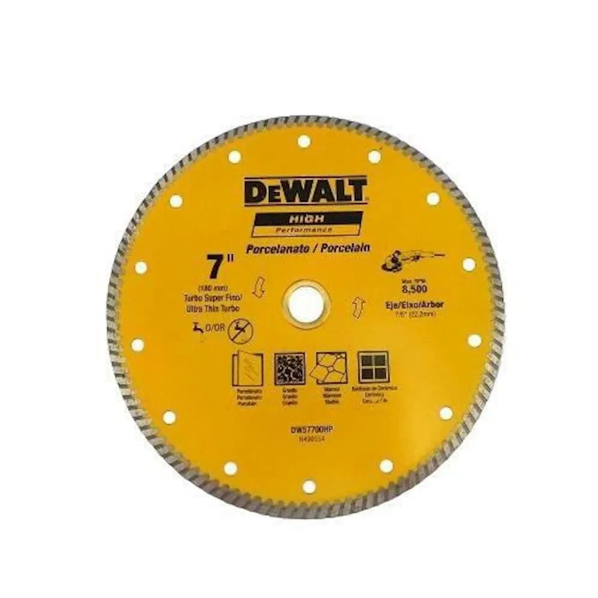 DEWALT - Disco Diamantado 7" Ultra Fino Turbo (180 x 1.6mm) - pack 3 unid