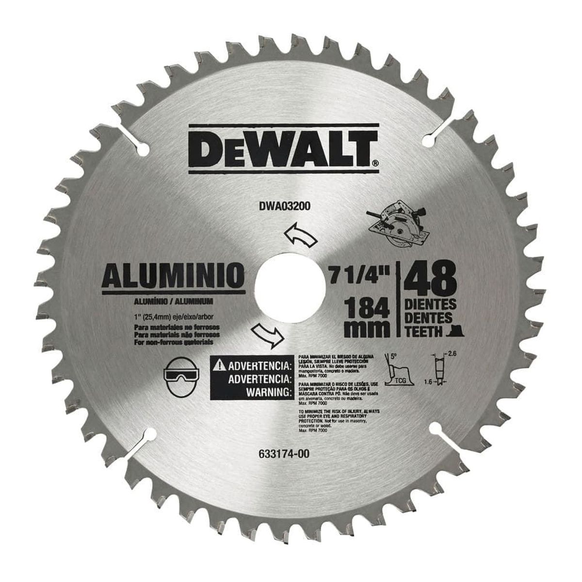 DEWALT - Disco Sierra 7-1/4" 48 Dientes Aluminio - pack 3 unid