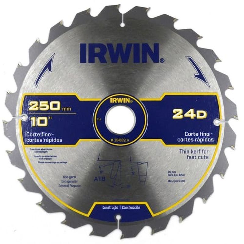 IRWIN - Disco Sierra Circular / Inglete 10'' x 24T, 30 Mm