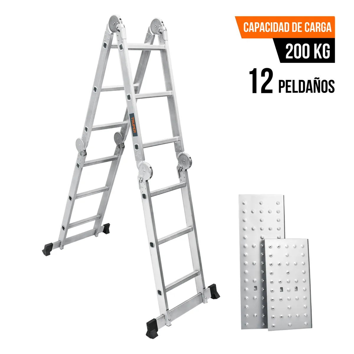 TRUPER - Escalera multiposición 12 peldaños soporta 200Kg Truper