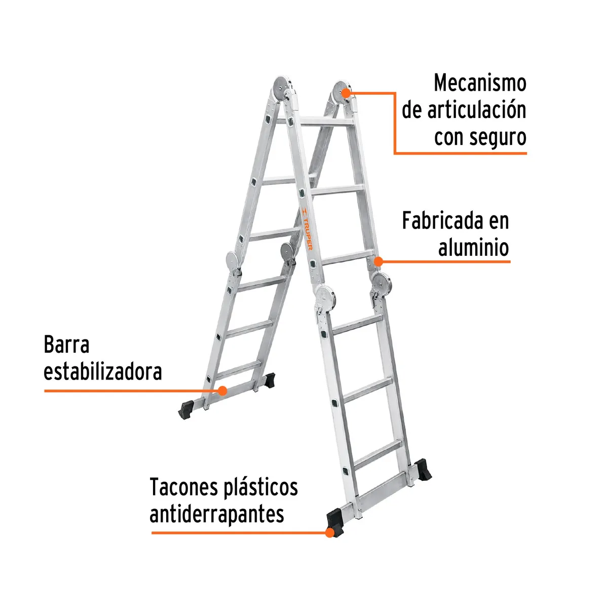 TRUPER - Escalera multiposición 12 peldaños soporta 200Kg Truper