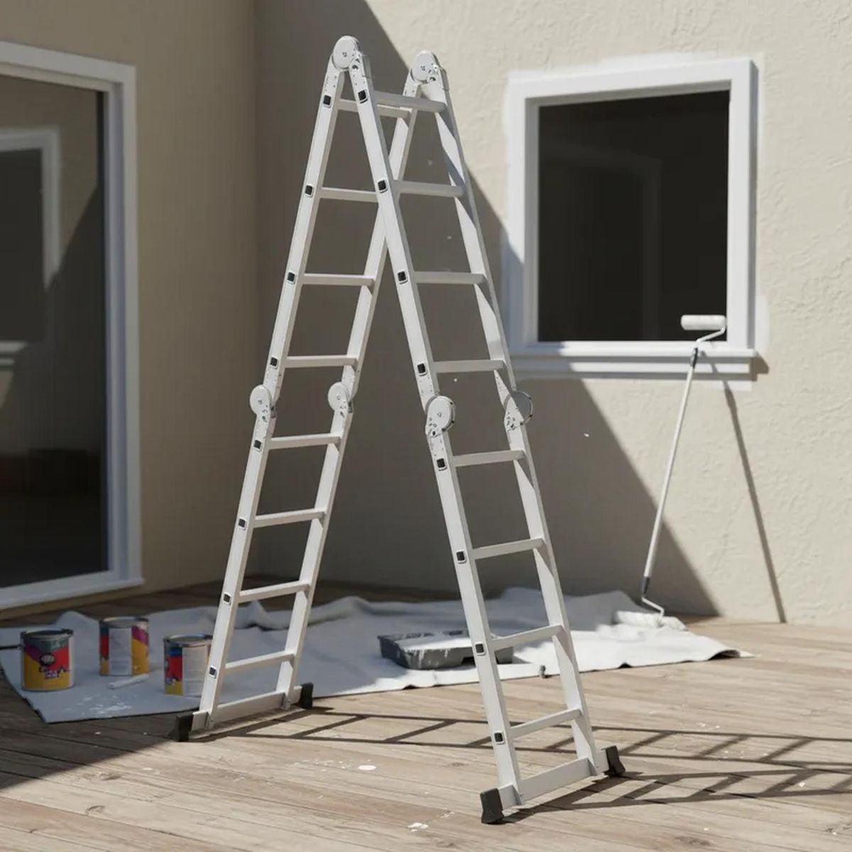 TRUPER - Escalera multiposición articulada 16 peldaños con 2 bandejas Truper