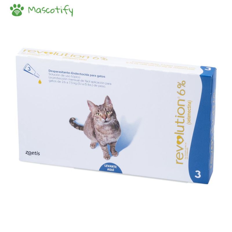 ZOETIS - Revolution Gatos 2.5 a 7.5kg x3 un - 6% 0.75ml Antipulgas