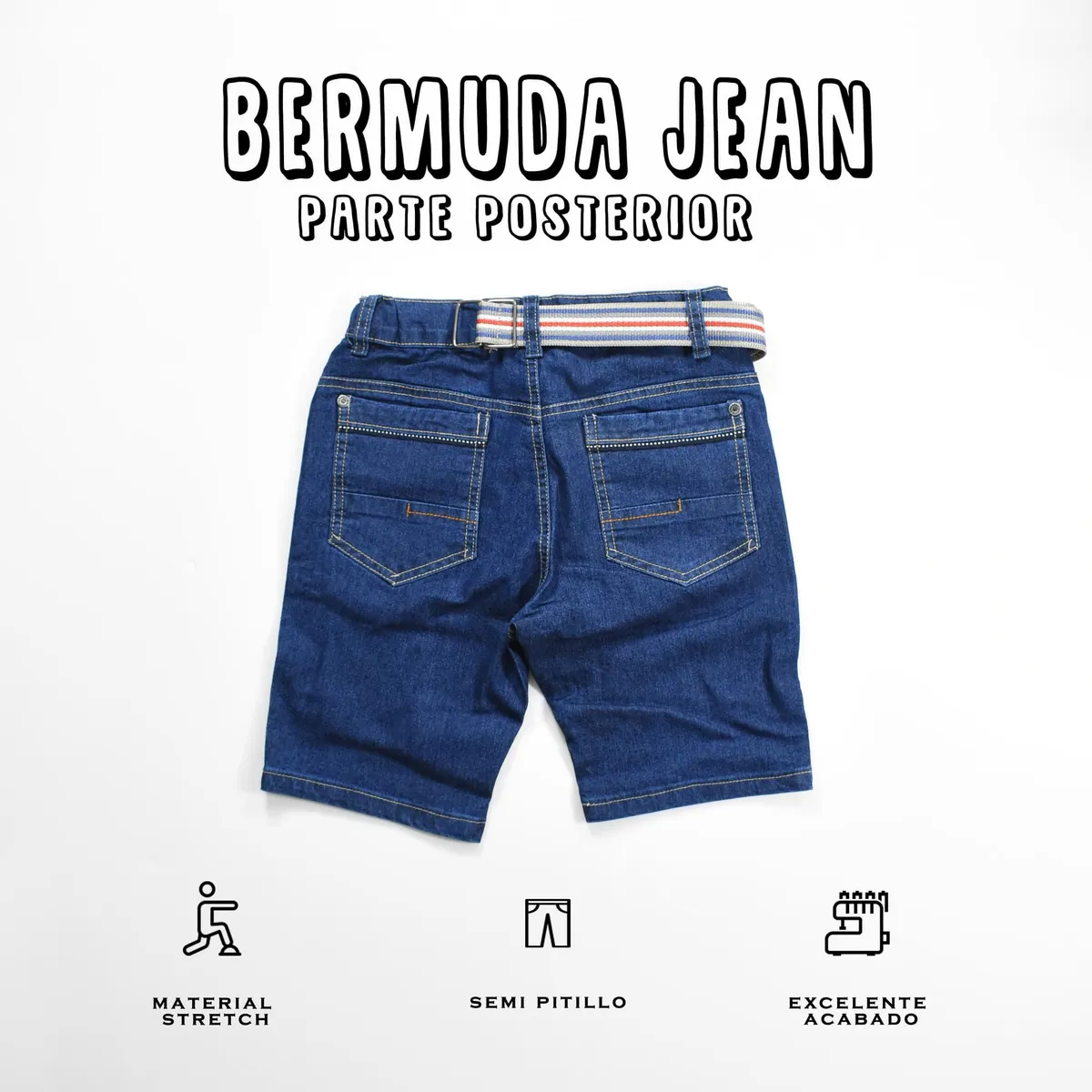 YONISTERS CLOTHING - Denim Short Kids Semipitillo Stretch Yonisters Clothing Azul