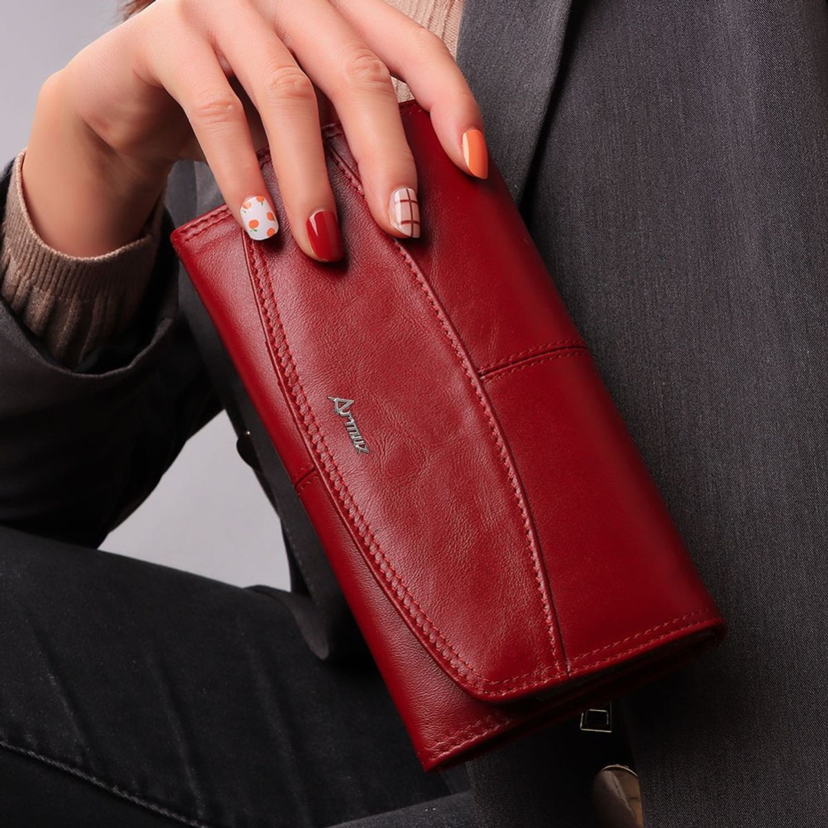 ARMUZ - Billetera de Cuero Vacuno BP923 con RFID.  Mujer