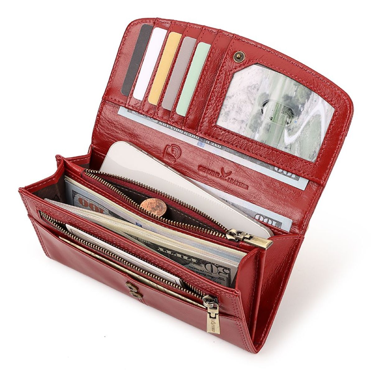 ARMUZ - Billetera de Cuero Vacuno BP923 con RFID.  Mujer