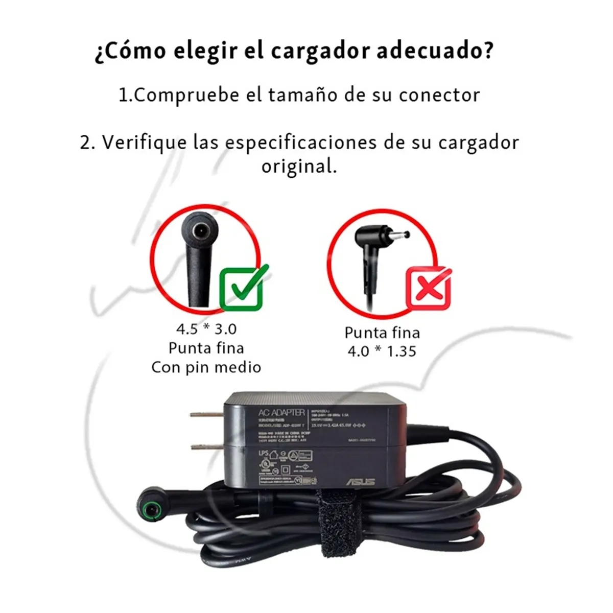 ASUS - CARGADOR ASUS 19V 3.42A 65W  4.01.35MM PUNTA DELGADA