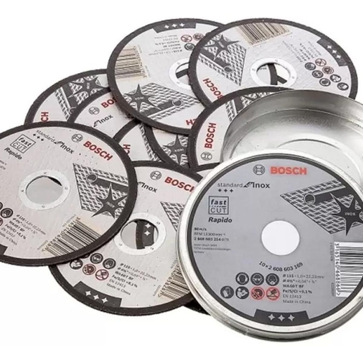 BOSCH - Set 10 Discos de Corte Standard para Inox 115x1.0 Bosch 2608.603.254