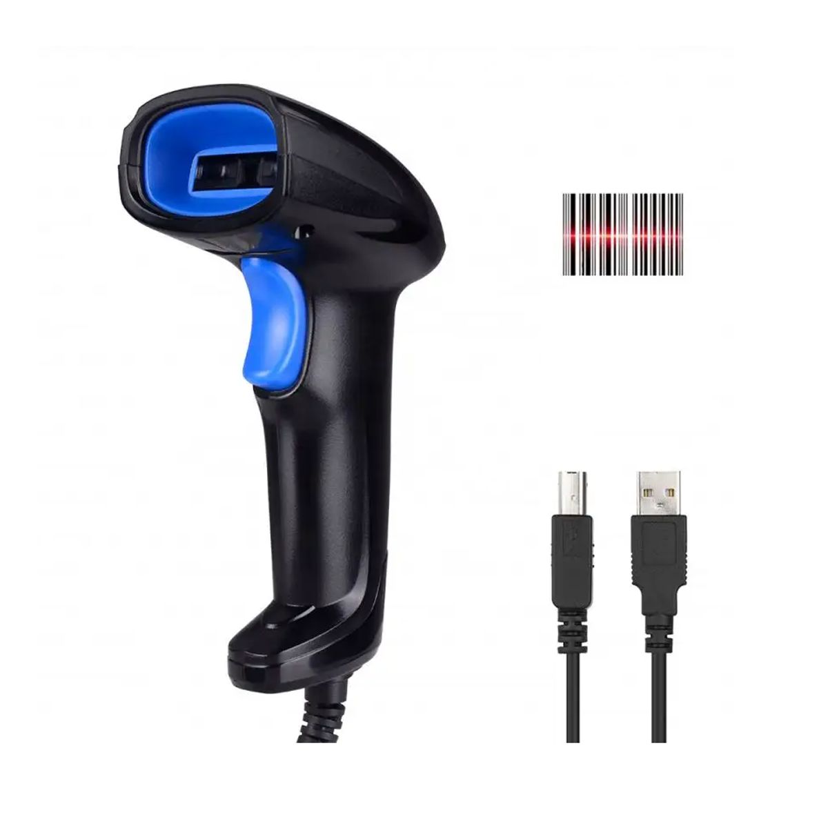 JPSYSTEMS - Lector escaner alámbrico de código de barras USB YHDAA 1D LASER 1100L