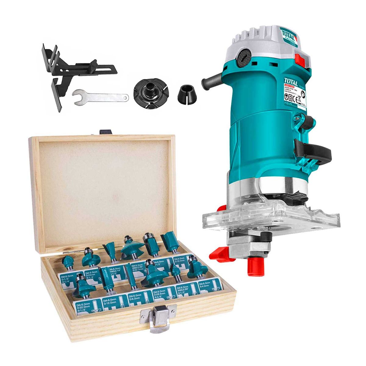 TOTAL TOOLS - Ruteadora Fresadora de Palma 600W Total ¼ Ruteadora 6mm