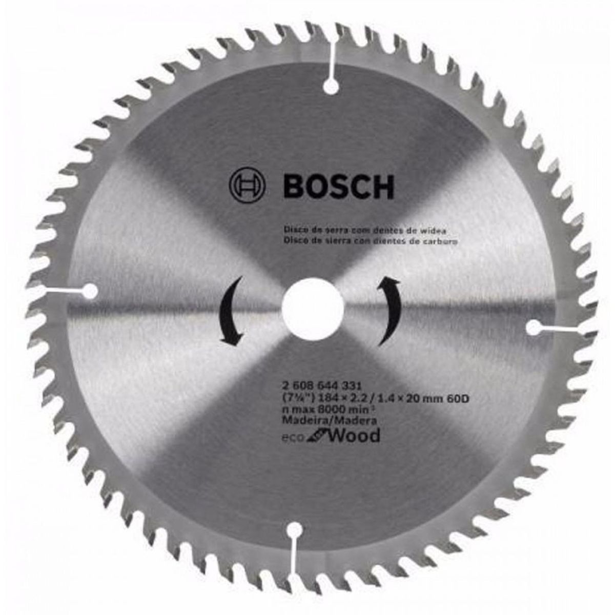BOSCH - Disco de Corte 7 1/4" ECO Madera 60 D para Sierra Circular Bosch