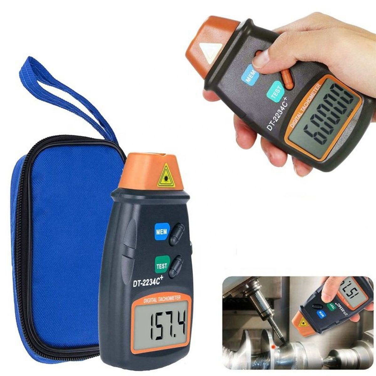 OEM - Tacómetro Digital Láser Sin Contacto De 2,5 A 99,999 Rpm DT-2234C+