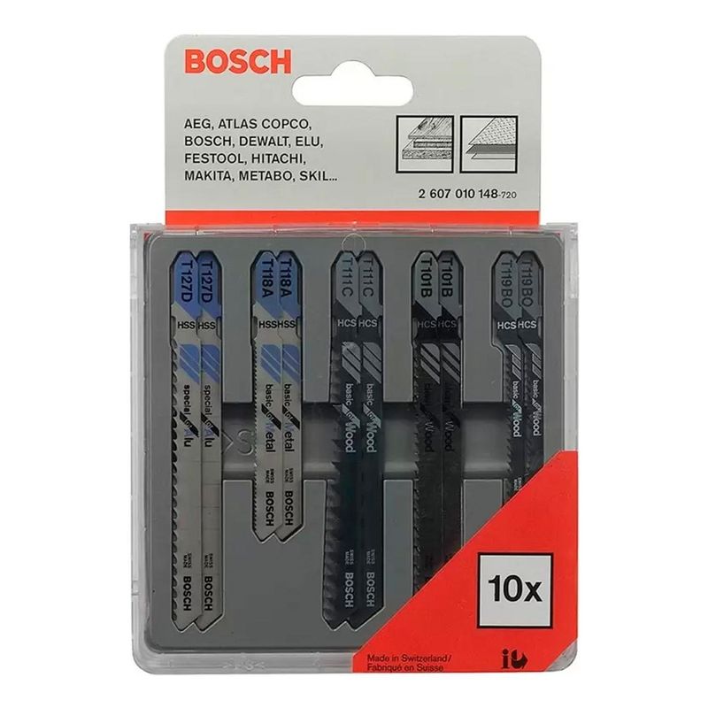 BOSCH - Set 10 Hojas de Calar Surtidas Aluminio/Metal/Madera Bosch