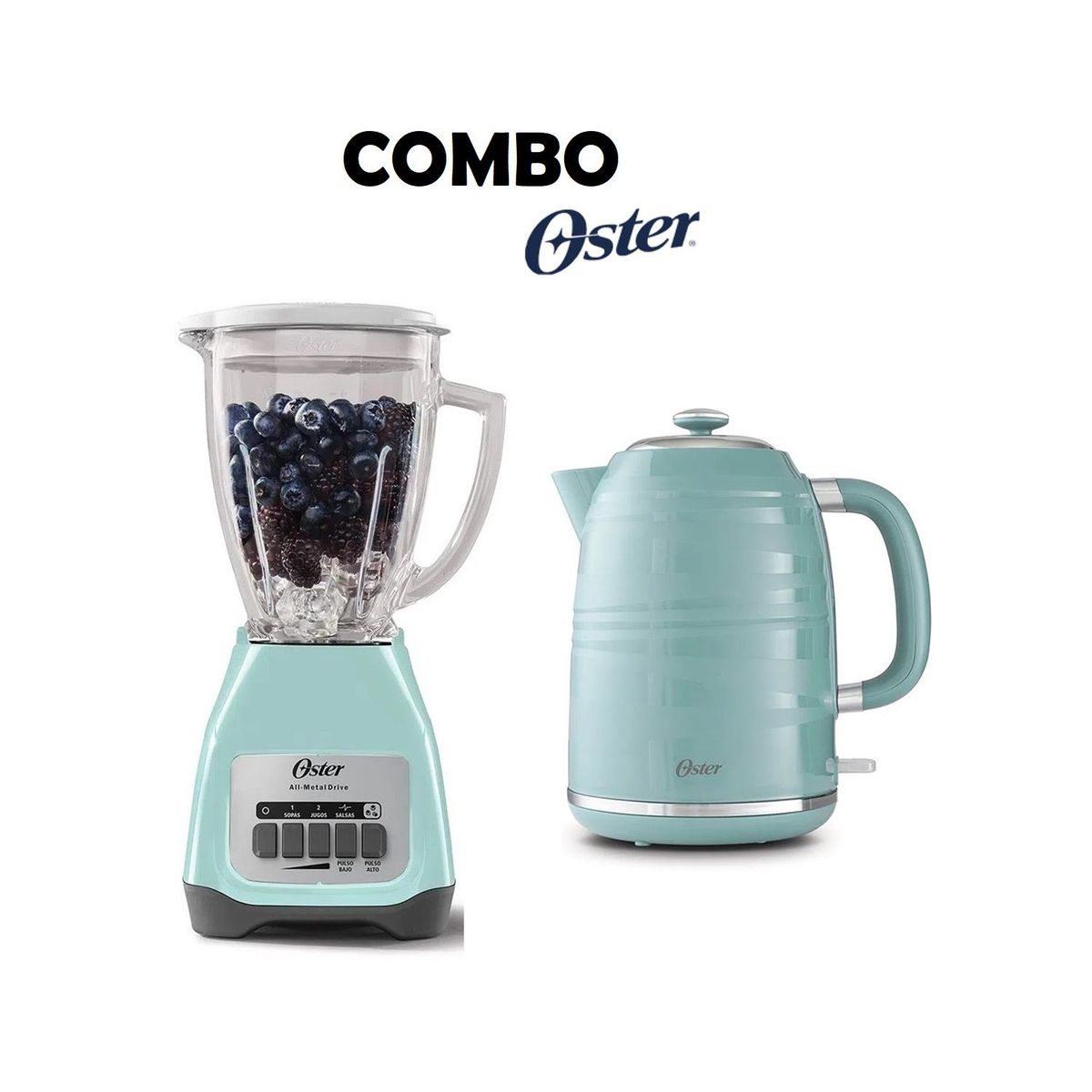 OSTER - Combo Oster Licuadora BLSTKAGVPB 1.5 L + Hervidor BVSTKT4177V 1.7 L